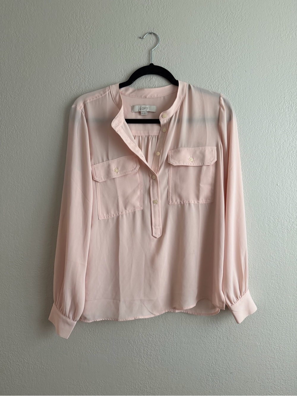 LOFT Soft Blush Button-Front Utility Blouse